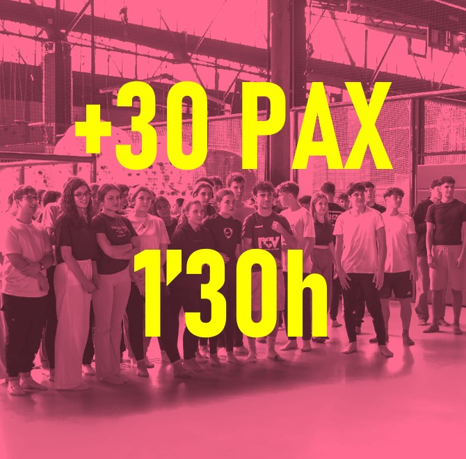 2.-PACK ESPECIAL GRUPS ( +30 PAX) Flipp elàstics, FLipp xarxes i FLippbol ( 1,30 hores activitat)
